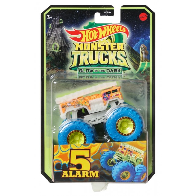 Базова машинка позашляховик Сяючі в темряві серії Monster Trucks Hot Wheels в ас HCB