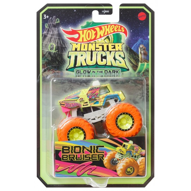 Базова машинка позашляховик Сяючі в темряві серії Monster Trucks Hot Wheels в ас HCB