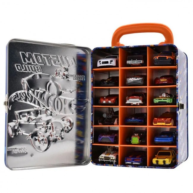 Контейнер для машинок Hot Wheels в синьому металевому корпусі HWCC B