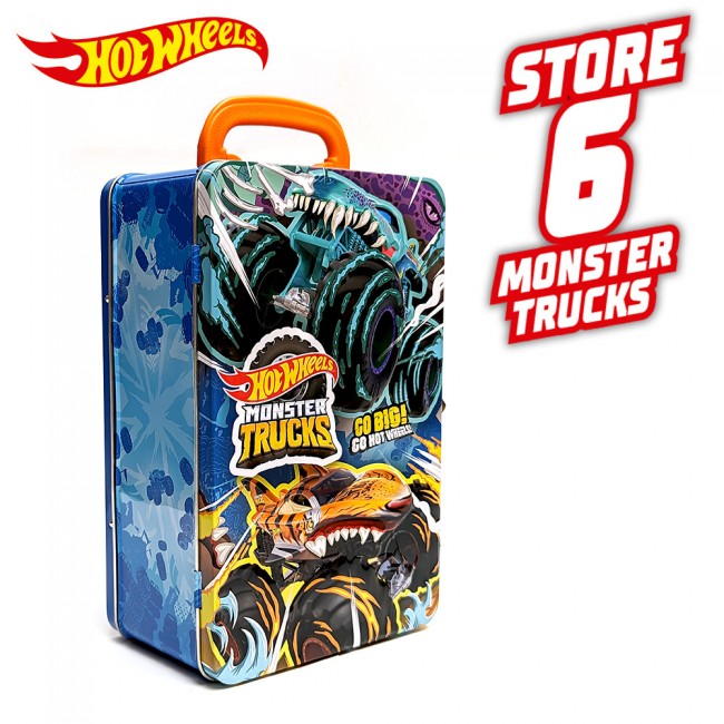 Металевий контейнер для зберігання машинок серії Monster Trucks Hot Wheels HWCC21
