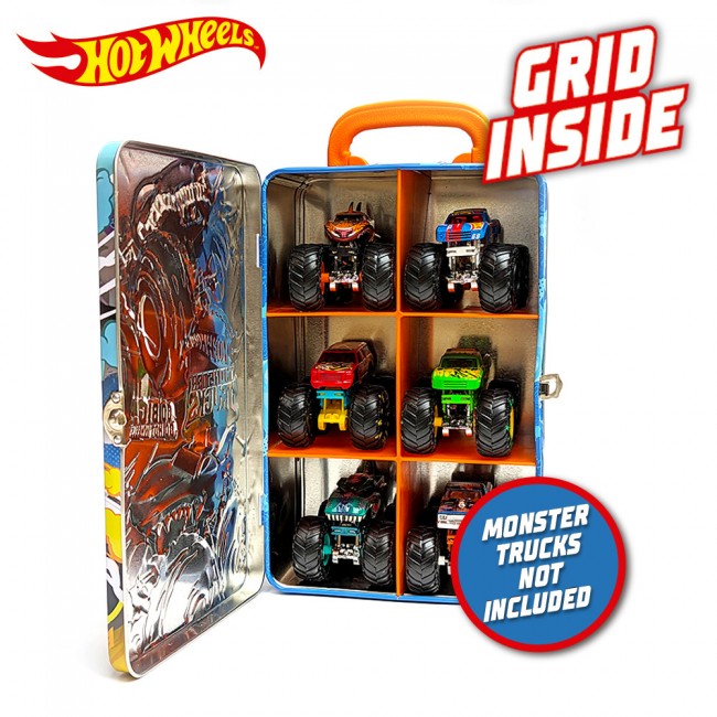 Металевий контейнер для зберігання машинок серії Monster Trucks Hot Wheels HWCC