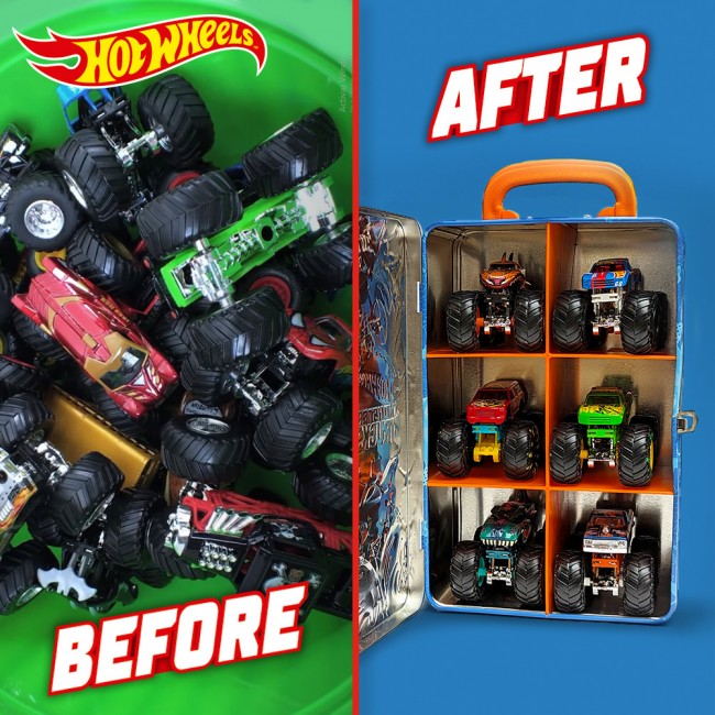 Металевий контейнер для зберігання машинок серії Monster Trucks Hot Wheels HWCC21