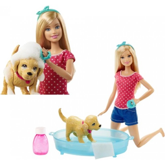 Набір з лялькою Barbie "Веселе купання цуценяти"