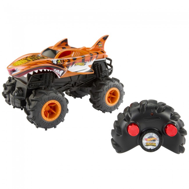 Збільшена машинка-позашляховик 1:24 на радіокеруванні "Тигроакула" Hot Wheels Monster Trucks