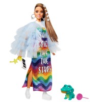 Лялька Barbie "Екстра" у довгій веселковій сукні