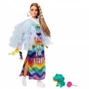 Кукла Barbie "Экстра" в длинном радужном платье