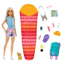 Набор Barbie "Кемпинг на природе" с красным спальным мешком