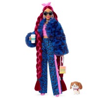 Кукла Barbie "Экстра" в синем леопардовом костюме
